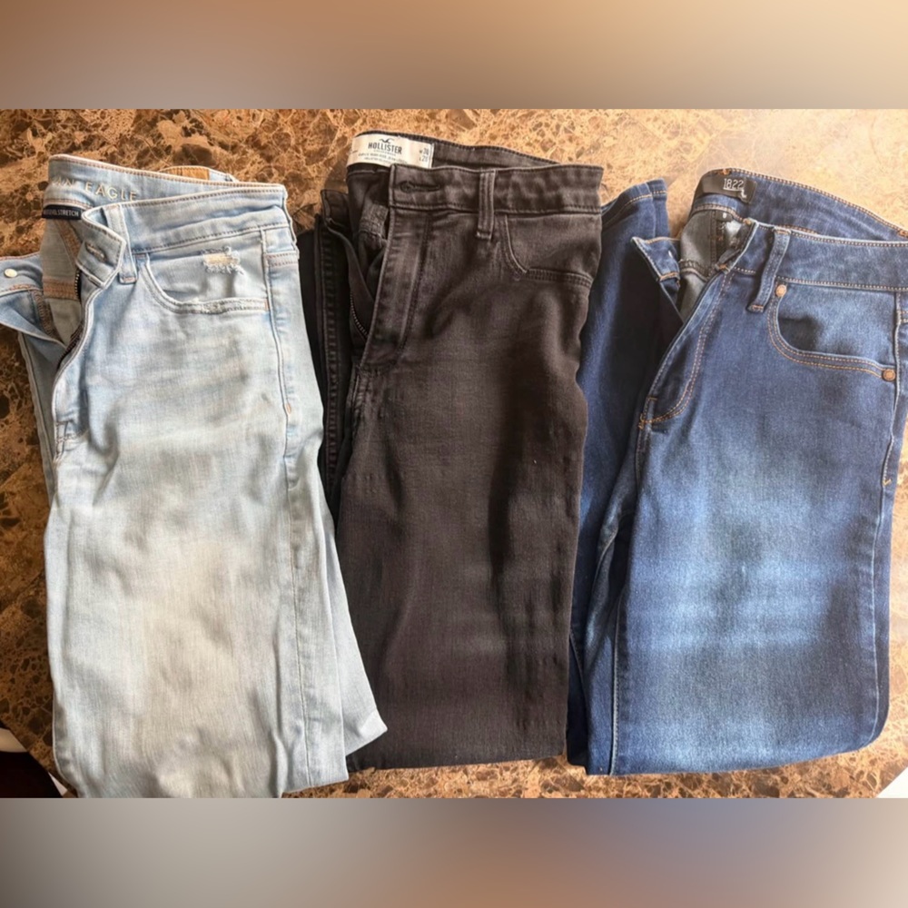 3 bundle Mixed Denim & Black Jeans - Light, Dark, Black